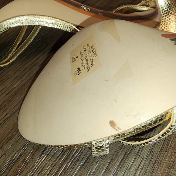 SAM EDELMAN Gemmie Strappy Stiletto Dress Sandals AMBER GOLD METALLIC 10M - Picture 9 of 13